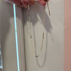 Altard state white and golden beaded short necklace